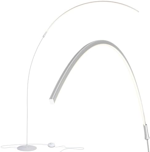 Brightech Sparq Arc Floor Lamp - Sleek, Minimalist Curved LED Standing Lamp for Living Room, Office Desk, Arches Over Bed and Sofa for Reading, Bright & Dimmable Task Light - Silver by Brightech