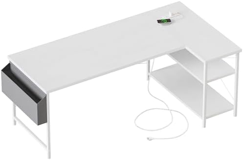 Mericonia 55 inch L Shaped Gaming Desk, Large Corner Desk with Shelves by MERICONIA