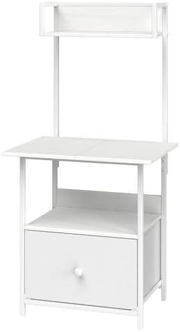MAHANCRIS Printer Table with Storage, Home Printer Stand with File Cabinet, Fits A4/Letter Size Files, Printer Cabinet with Large Tabletop, Display Shelf, for Home Office, White PTWT3501 by MAHANCRIS