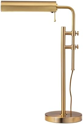 O'Bright Aurora LED Pharmacy Desk Lamp - Swing Arm, Industrial Design for Reading, Crafting, Work,10W LED, Adjustable Height 18.5-24.5 inches - Ideal for Living Room, Bedside, Office, Antique Brass by OBright
