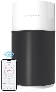GermGuardian AirSafe+ XL Smart Air Purifier for Bedroom and Home - UV-C - WiFi and App Enabled - 360-Degree True HEPA Filter - Filters Pet Dander, Dust, Smoke - AQI Monitor - AC3250 - Black and White by GuardianTechnologies