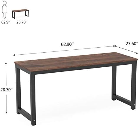 Tribesigns Computer Desk, 63 inch Large Office Desk Computer Table Study Writing Desk Workstation for Home Office, Rustic Brown - Image 3