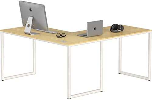 SHW Mission 55 x 60 L-Shape Home Office Computer Desk, Oak by SHW
