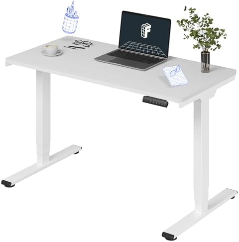 FLEXISPOT E6 3-Stage Dual Motor Electric Standing Desk 48 x 24 Sit Stand Up Desk, Holds 220 lbs, Adjustable Height w/Memory Presets, One-Piece White Desktop & White Frame, Ships in 2 Boxes by Unknown