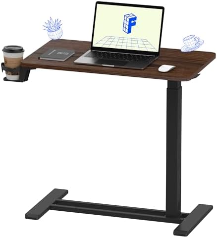 FLEXISPOT H7 28" Pneumatic Height-Adjustable Overbed Table with Wheels by Unknown