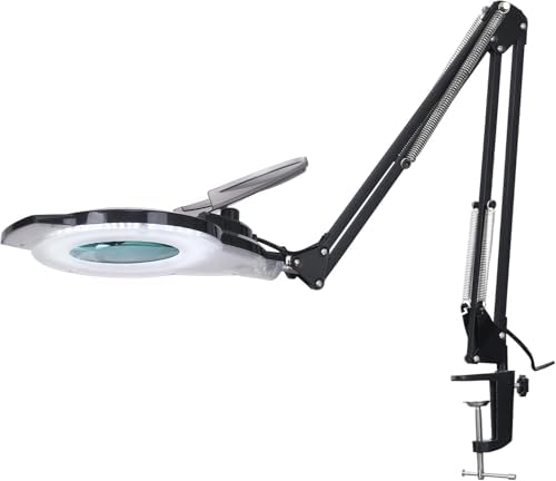 KIRKAS LED Magnifying Lamp with Clamp, 2,200 Lumens Dimmable 28in 12X by KIRKAS