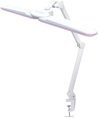 Neatfi Elite HD XL LED Desk Lamp | 3 Light Modes | Non-Polar Dimming | 17 Inches Wide | Eye-Caring Desk Light for Home Office, Drafting, Beauty Shop, Workbench (Pink Ring, CCT with Clamp) by Neatfi
