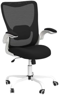 MUXX.STIL Office Chair, Ergonomic Desk Chair with Adjustable Lumbar Support and Flip up Armrest, Breathable Mesh Computer Chair for Home Office, White - Image 4