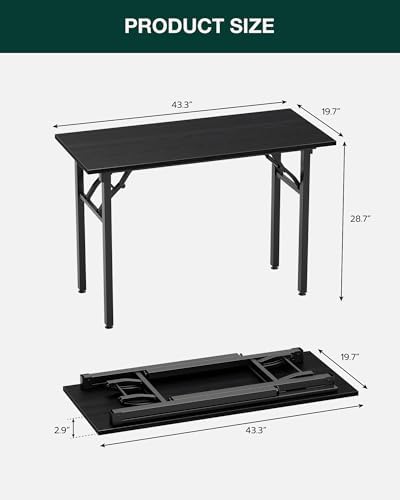 Frylr Small Folding Computer Desk – Portable 43.3 Inch Foldable Laptop Table, Collapsible and Compact for Easy Storage and Fast Setup, Lightweight for Small Spaces, Craft and Study Use, Dark Oak - Image 2