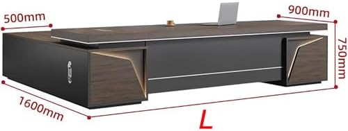 Executive Office Desk with Storage Cabinet,Modern l Shaped Executive Desk,50MM Thick Desktop for CEO Office, Reception & Commercial Workspace - Image 2