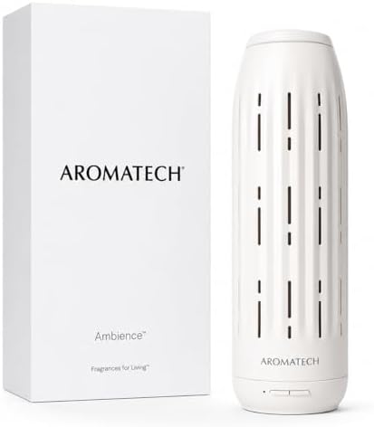 AromaTech Ambience Scent Diffuser – Waterless Cold-Air Diffuser for Essential Oils, Bluetooth App Control, Up to 1000 Sq Ft, Home, Hotel & Spa – White Stone by AromaTech