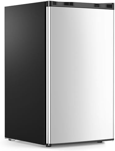 COWSAR 3.2 Cu.Ft Mini Fridge with Freezer for Bedroom Dorm, Silver by COWSAR