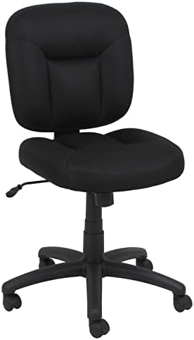 Amazon Basics Low-Back Armless Office Desk Chair with Back Support, Adjustable Height, 360 Degree Swivel, Fabric Upholstery, Rolling Wheels, Black by AmazonBasics
