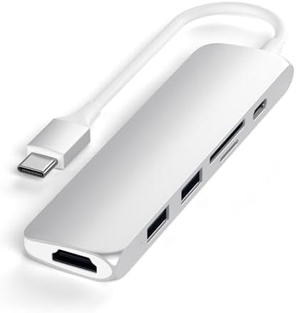 Satechi USB C Hub Slim Multiport Adapter V2 with 60W USB C PD, 4K HDMI (60Hz), Micro/SD Card Readers, USB 3.0, for MacBook Air/Pro M5/M4, iPad Air/Pro M5/M4, Mac mini, iMac - Silver - Image 4