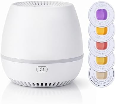 Waterless Essential Oil Diffuser (Complete Collection - 5 Premium Gentle Fragrance) - Cordless, Rechargeable Battery, Quiet, Adjustable Scent Level & Nightlight (200 sqft Small Room, Office) by STAROMA