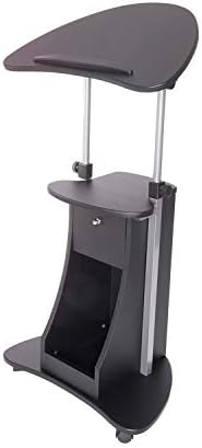 Techni Mobili Adjustable Height Rolling Laptop Cart with Storage, Black - Image 6