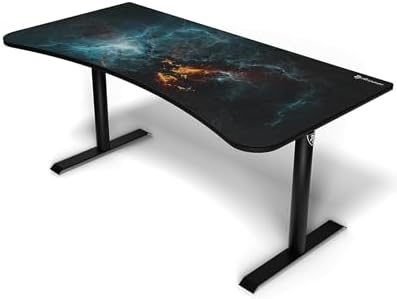 Arozzi Arena Special Edition Ultrawide Curved Gaming and Office Desk with Full Surface Water Resistant Desk Mat Custom Monitor Mount Cable Management Cut Outs - Omega by Arozzi