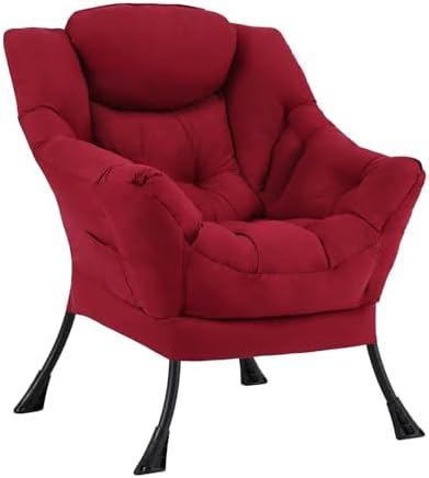 Furlide Lazy Chair with Ottoman, Soft Comfy Chair for Bedroom, Burgundy by Furlide