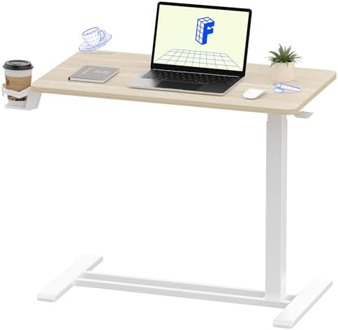 FLEXISPOT H7 32" Pneumatic Height-Adjustable Overbed Table with Wheels by FlexiSpot