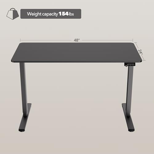 LongKe Electric Standing Desk Adjustable Height, 48x24 Inches Sit Stand up Desktop for Home Office, Ergonomic Rising Computer Table with Memory Preset, Black - Image 3