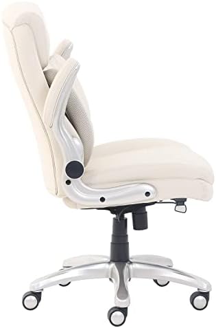 Amazon Basics Ergonomic Executive Office Desk Chair with Lumbar Support, Flip-up Armrests, Adjustable Height, Cream Leather - Image 3
