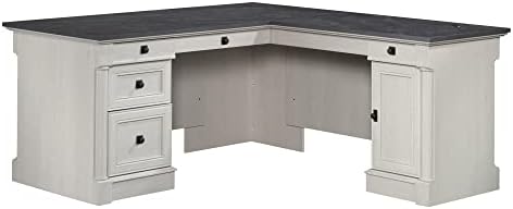 Sauder Palladia L Shaped Desk with Drawers, Office Desk with File Cabinet Storage, Cable Management, Keyboard Tray, in Glacier Oak Finish by SAUDER%C2%AE