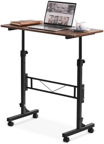 Small Standing Desk Adjustable Height,Mobile Stand Up Desk with Wheels by Amztabler