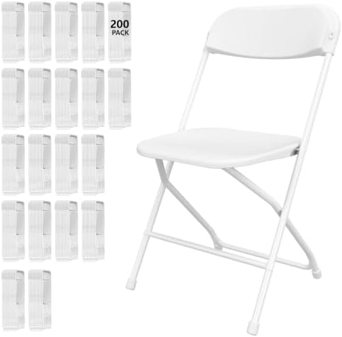 200 Pack White Folding Chairs for School Events Wedding Party Picnic by IWDOO