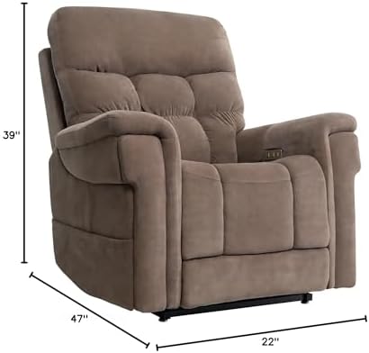 Pride Viva Lift Ultra Power Recliners - Lift Chair for Adults, 400 Lbs Weight Capacity, Lithium Battery Backup, 23" W x 22" D Comfort Seat, Large, Trento Brown - PLR4955L - Image 3
