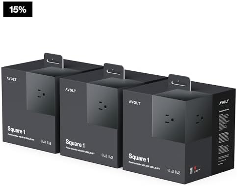 Avolt Square 1 Stockholm Black Power Strip Cube, 5.9ft, 3 Outlets, 2 USB-C - Image 2