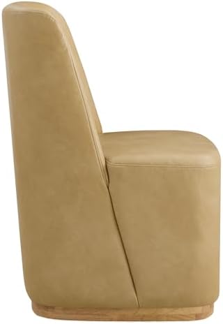 CHITA Rolling Dining Chair on Casters Set of 2, Faux Leather in Tan - Image 4