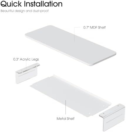 Fenge 23.6" Monitor Stand with Clear Acrylic Legs, White - Image 5