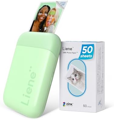 Liene Pearl K100 Photo Printer, 2x3” Mini Portable Instant Phone Printer 50 Zink Adhesive Paper, Bluetooth 5.2 Compatible w/iOS & Android, Small Color Picture Printer for iPhone Smartphone Green by Liene