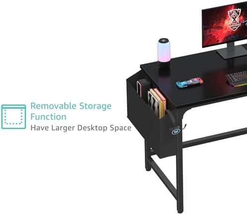 Lufeiya Gaming Desk with Fabric Drawers, 47 Inch Computer Desk for Home Office, Modern Simple Study Writing Table PC Desks for Bedroom, Black - Image 6