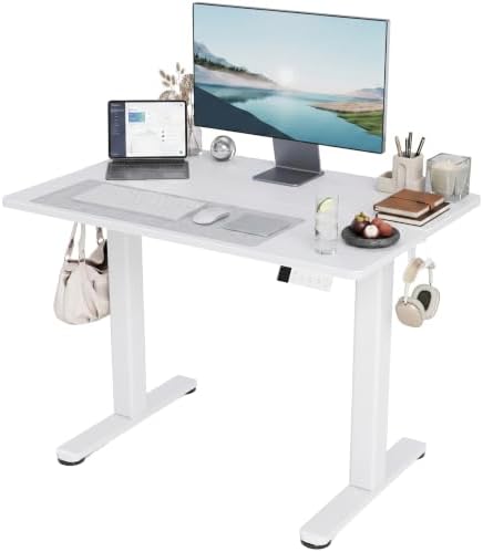 Claiks Electric Standing Desk 40x24 Inch Adjustable Desk, White by CLAIKS