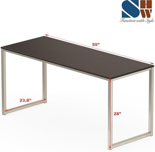 SHW Mission 55-Inch Home Office Computer Desk, Espresso - Image 3