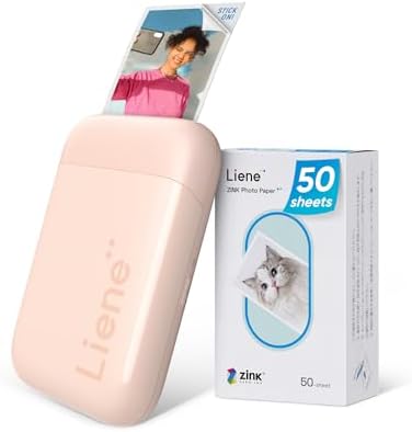 Liene Pearl K100 Photo Printer, 2x3 Mini Instant Portable Color Mono Picture Printer 50 Zink Adhesive Paper, Bluetooth 5.2, Compatible w/iOS & Android, Small Photo Maker for iPhone, Smartphones, Pink by Liene