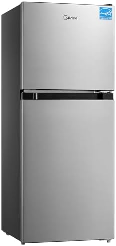 Midea MERM45S3AST 4.5 Cu.ft Mini Fridge with Freezer, with Internal Light, Adjustable Thermostat, Reversible Door, for Dorm, Office, Bedroom, Stainless Steel by Unknown