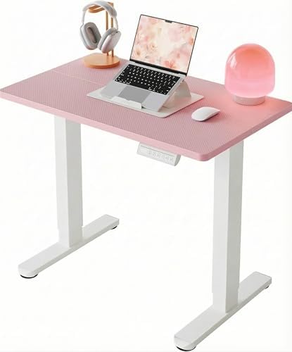 HUANUO 32x19 Inch Small Electric Standing Desk, Adjustable, Pink by HUANUO