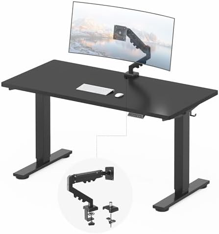 FLEXISPOT EN2 55"x28" Standing Desk Bundle with Monitor Mount, Black by Unknown