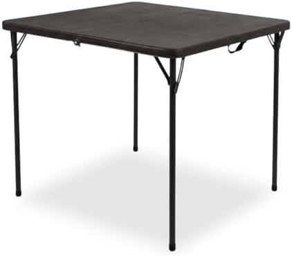 34" Square Folding Table for 4 Person, 330lbs Weight Capacity Foldable Table with HDPE Tabletop & Heavy-Duty Steel Legs, Portable Picnic Table for Indoor Outdoor Parties, Camping, Coffee Woodgrain by GlowitLian