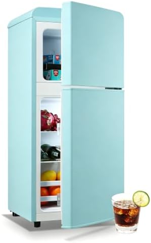 Refrigerator with Freezer 3.5 Cu.Ft Top-Freezer Compact Refrigerator Blue by KRIBBLING