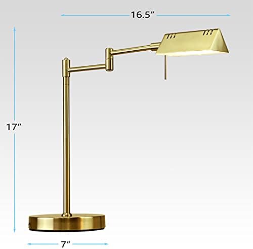O'Bright LED Pharmacy Table Lamp, Full Range Dimming, 12W LED, 360 Degree Swing Arms, Desk, Reading, Craft, Work Lamp, ETL Tested, Antique Brass (Gold) - Image 7