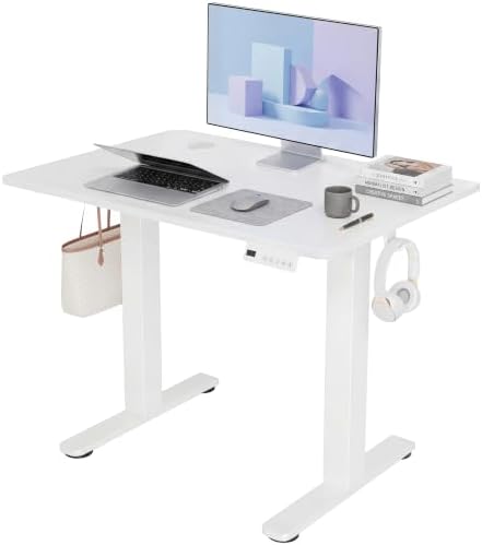 Claiks Electric Standing Desk 32x19 Inch Adjustable Desk, White by CLAIKS