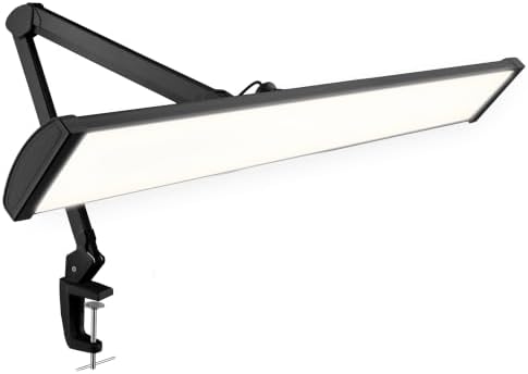 Neatfi Pro LED Task Lamp with Clamp | CRI 95 | 50W | 684 LED Beads | 4,500 Lumens | Touch CCT Dimming | 3000K-6500K | Desk Light for Reading, Crafting & Home Office Use (Black-7, 31.8-Inch Wide Shade) by Neatfi
