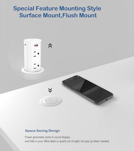 Jgstkcity Pop Up Outlet for Countertop,2.5in Hole,ETL Listed,White - Image 3