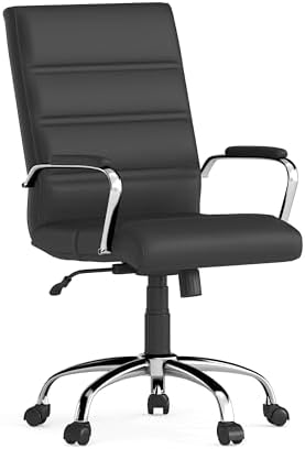 Flash Furniture Mid-Back Black LeatherSoft Executive Swivel Office Chair with Chrome Base and Arms by FlashFurniture