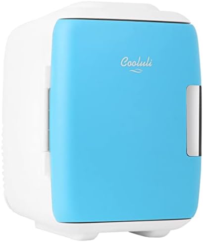 Cooluli Mini Fridge for Bedroom - Car, Office Desk & Dorm Room - Portable 4L/6 Can Electric Plug In Cooler & Warmer for Food, Drinks, Skincare Beauty & Makeup - 12v AC/DC & Exclusive USB Option, Blue by CooluliPortableMultipurposeMiniFridges