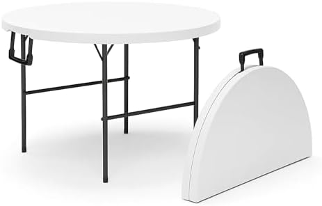 Our Modern Space 3.5 Feet Circular Round Foldable Table with Built in Handle & Steel Legs | Heavy Duty Portable | Perfect for Party, Dining, Wedding, Events, Picnic Indoor, Outdoor, Camping, Utility by OurModernSpace
