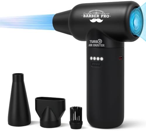 Compressed Air Duster - Electric Duster for Hair Barber, 3 Gear Mini Portable Jet Dry Air Blower, for PC, Office,Salon, Fan, Laptop, Keyboard, Car -Black by MEN%27S+GROOMING+BARBER+PRO
